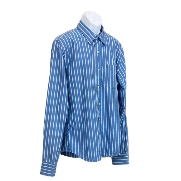 Abercrombie & Fitch Men’s Size XXL Striped Long Sleeve Muscle Button Up‎  Shirt - Picture 2 of 7